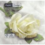 Yahoo! Yahoo!ショッピング(ヤフー ショッピング)C-208　3枚ペーパーナプキン　白薔薇一輪　ローズランチサイズ[paper+design]ペーパーデザインフラワー・ローズ・バラ