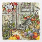 Yahoo! Yahoo!ショッピング(ヤフー ショッピング)ペーパーナプキン　ランチサイズ　5枚入り　[メール便OK]ハンティング　キャット　猫・かぼちゃ・秋[ＩＨＲ]ドイツ　紙ナプキン・ペーパーナプキン・デコパージ