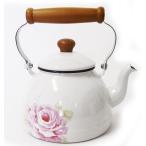 ホーローケトルポット　シャビーピンクローズ[Ｌｉｎｄｙ]リンディ　シャルール食器・キッチン・調理雑貨・やかん