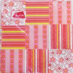 ペーパーナプキン[メール便OK]●カクテルサイズ●ストライプ　ピンクフラワー[Joy　Life]フラワーペーパーナフキン・紙ナプキン・デコパージュ