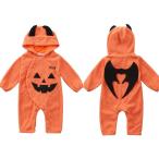 Suerba ベビー ハロウィン ロンパース かぼちゃ パンプキン コスチューム 小悪魔 コウモリ コスプレ衣装 (90(9-12ヶ月))