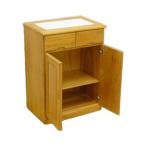 キッチン収納カウンター 幅52cm 隠しキャスター 天板タイル付 ライトブラウン 可動棚 木製 天然木 キッチンカウンター キッチン 台所 台所収納