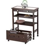 ヤマソロ ストアレッジワゴン キャスターラック付き ダークブラウン 85-427