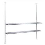 水切り 水切りラック シンク上 水切り棚 キッチン ステンレス  かご スリム パイプ棚 2段 幅90 突っ張り つっぱり式 伸縮