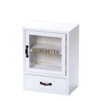 ミニ食器棚 ガラスキャビネット アンティーク ガラスケース コレクションケース 飾り棚 ショーケース 卓上 ガラスラック ガラス棚 ミニキャビネット 白