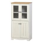 食器棚 おしゃれ 北欧 安い キッチン 収納 棚 ラック 木製 大容量 カップボード ダイニングボード  ナチュラル×ホワイト 幅59 奥行41 高さ118