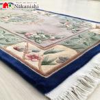 玄関マット ウール 中国段通 約69.5×124cm 120段 マルチ 四季花鳥 dt-a1001