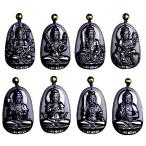 ペンダントネックレス天然石黒曜石辰砂オブシディアン干支本尊菩薩大振りロング...