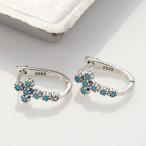 ターコイズ 十字架 クロス シンプル ミル打ち お肌に優しい 金属アレルギー対応 フープピアス レディース メンズ シルバー925 爆買