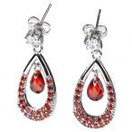 Yahoo! Yahoo!ショッピング(ヤフー ショッピング)ピアス カラージルコニア ティアドロップ ガーネット 揺れる フリンジ 金属アレルギー対応 爆買