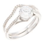 リング シルバー925 CZダイヤモンド キュービックジルコニア 2本 2連 セット 大粒 爆買