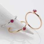 リング K10 10金 天然石 サファイア ルビー ワンストーン 一石 一粒 6本爪 華奢 細身 細い シンプル ホワイトゴールド ピンクゴールド 爆買