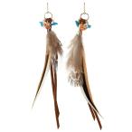 Yahoo! Yahoo!ショッピング(ヤフー ショッピング)フックピアス エスニック フェザー スエード紐 ターコイズ トルコ石 ネリターコイズ サンゴ パール ビーズ オシャレ お出かけ