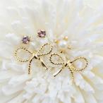 Yahoo! Yahoo!ショッピング(ヤフー ショッピング)キュートなリボンのピアス フェイクパール スワロフスキーの合計５点セットサージカルステンレス製ポスト