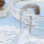 Yahoo! Yahoo!ショッピング(ヤフー ショッピング)キュービックジルコニアが輝くクロスが揺れるピアス セール価格 十字架 爆買