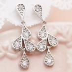 Yahoo! Yahoo!ショッピング(ヤフー ショッピング)チタン製ポスト 低アレルギー ティアドロップモチーフのスタッドピアス キュービックジルコニア ミル打ちデザイン フリンジ キュービックジルコニア 雫 爆買