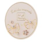 Yahoo! Yahoo!ショッピング(ヤフー ショッピング)ワイヤーリボンとビジューフラワーの5点セットピアス チタン製ポスト 低金属アレルギー 日本製 スワロフスキー シンプル メタル レディース メール便 送料無料