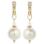 Yahoo! Yahoo!ショッピング(ヤフー ショッピング)イヤリング 痛くない IMFスプリング コットンパール フリンジ 揺れ動く 上品 スワロフスキー ビーズ 10mm珠 ニッケルフリー メール便 送料無料