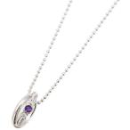 天然ダイヤとアメジスト2連リングトップネックレス 2月の誕生石 ベビーリングにも AneCan雑誌掲載 宝石鑑別書カード付き 爆買