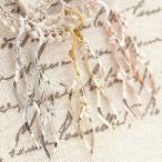 Yahoo! Yahoo!ショッピング(ヤフー ショッピング)フックピアス 日本製 樹脂ポスト ポリプロピレン製 ノンアレルギー ダブルリーフモチーフ ラインストーン レディース シルバー ゴールド ピンクゴール