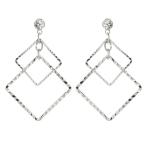 Yahoo! Yahoo!ショッピング(ヤフー ショッピング)レディース 樹脂ポスト スタッドピアス スクエア ひし形 四角 フレーム フリンジ スワロフスキー 低アレルギー シンプル 大人 可愛い プレゼント