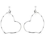 Yahoo! Yahoo!ショッピング(ヤフー ショッピング)レディース ノンホールピアス ハートフープ フープイヤリング オープンハート ラインストーン シンプル 可愛い 樹脂 低アレルギー 日本製 プレゼント