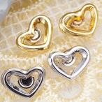 Yahoo! Yahoo!ショッピング(ヤフー ショッピング)スタッドピアス 日本製 チタン製ポスト メタリックなオープンハートのピアス デイリーピアス シンプル シルバー ゴールド レディース