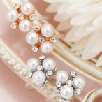 Yahoo! Yahoo!ショッピング(ヤフー ショッピング)ポリプロピレン樹脂オメガ製 ノンホールピアス 雪の結晶みたいなモチーフ 4mm珠パール 小粒ラインストーン イヤリング イアリング ノンアレルギー シルバー ピン