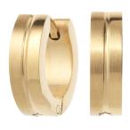 Yahoo! Yahoo!ショッピング(ヤフー ショッピング)レディース フープピアス ステンレスフープ リング ゴールドステンレス ライン入り ニッケルフリー 金属アレルギー対応 シンプル 爆買