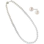ショッピングネックリング ネックレス イヤリング ピアス セット フェイクパール 真珠 樹脂 チタンポスト 40cm 45cm 50cm