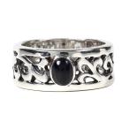 リングシルバー925オニキス透かし彫りブラック1石1粒太めデザイン指輪爆買