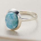 リングレディースシルバー925天然石ラリマーブルーペクトライトワンストーン...