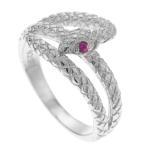 リングシルバー925ルビー蛇スネーク指輪シンプルエレガントゴージャスおしゃ...