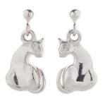 Yahoo! Yahoo!ショッピング(ヤフー ショッピング)シルバー925製振り向き猫のスタッドピアス 揺れる ネコ アニマル cat シンプル 小さめ しっぽ クール レディース プレゼント 爆買