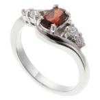 リングシルバー925製ブルートパーズガーネット一石立て爪楕円オーバルレッド...