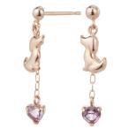 me on... ピアス K10PG ピンクゴールド ライトアメジスト ハート 一粒 ダックスフンド 犬 小ぶり 揺れる 爆買