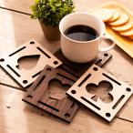 コースター 4枚セット 木製 2種から選べるカラー トランプ四角 約9cm 加賀コースター コースター022