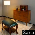 仏壇台 スツール 2点セット 幅81.55 天然木 完成品 キャビネット 黄金比 無垢材 収納 棚 戸棚 厨子 終活 インテリア仏壇台 無垢 北欧 送料無料