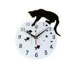 壁掛時計ウォールクロック黒猫ホワイ...