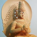 仏具 仏像 木製 木彫り 一丹光背 大日如来 六角台座 2.5寸 桧 白木