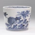 古伊万里 蕎麦猪口 江戸時代後期 染付草花菊牡丹文 K142