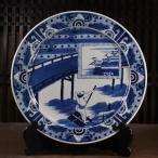 古伊万里 大皿 江戸時代後期-明治時代 染付富士見渡し図 尺四寸 42cm SS26