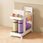 ホイール付きヨガマットアクセサリーホルダー、 トレーニング機器の収納オーガナイザー  現代の腹筋ヨガマットラック  ダンベル ケトルベル フォームローラー、