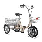 14インチ3輪自転車 、三輪クルーザーバイク、トライククルーザーバイク、大人用三輪車クルーズ 買い物かご付き 3輪バイク車 ダブルブレーキ ショッピング レクリ