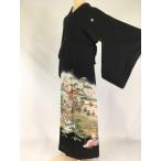 着物  名品 黒留袖 山車 祭り 松竹梅 金糸 五つ紋 落款 正絹 袷 161cm Mサイズ  リサイクル バイセル