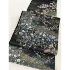 ◇ 着物 名品 袋帯 青緑 鳥 草花 水仙 菊 桔梗 金糸 引箔 唐織 六通 正絹  リサイクル バイセル