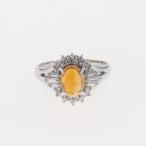 ファイアオパール デザインリング プラチナ メレダイヤ 指輪 リング 11号 Pt900 ダイヤモンド ファイアオパール レディース 中古