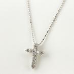 クロスモチーフ デザインネックレス プラチナ ペンダント メレダイヤ ネックレス Pt850 Pt900 ダイヤモンド レディース 中古