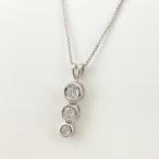 メレダイヤ デザインネックレス プラチナ ペンダント メレダイヤ ネックレス Pt900 Pt850 ダイヤモンド レディース 中古