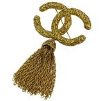 シャネル CHANEL ココマーク ブローチ フリンジ タッセル CCマーク ブローチ GP ゴールド レディース 中古
